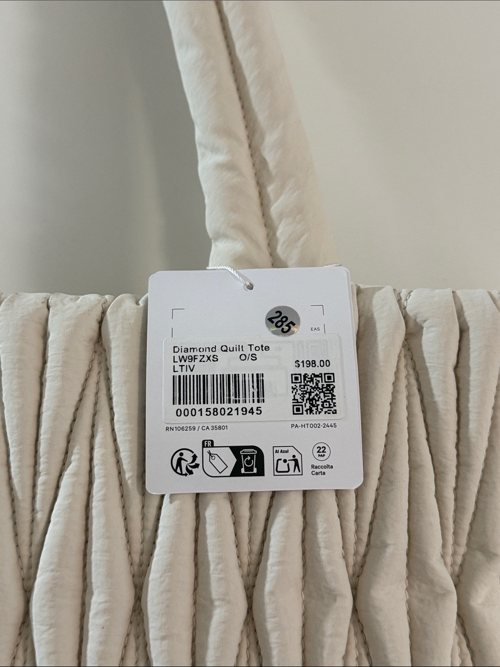 Lululemon Diamond Quilt Tote - Picture 2 of 3